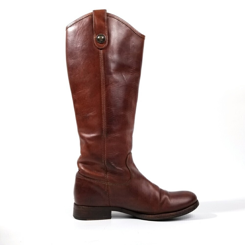 FRYE Melissa Whiskey Leather Button Lug Tall Boots Western Horse Gir Equestrian - Picture 2 of 12